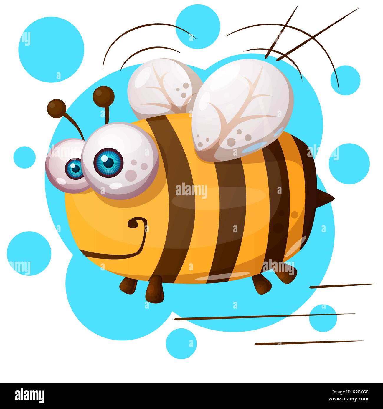 Crazy bee - cartoon illustration character. Stock Vector