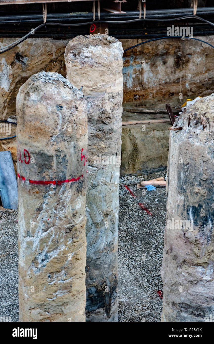 View of the concrete piers of a large construction site Stock Photo Alamy