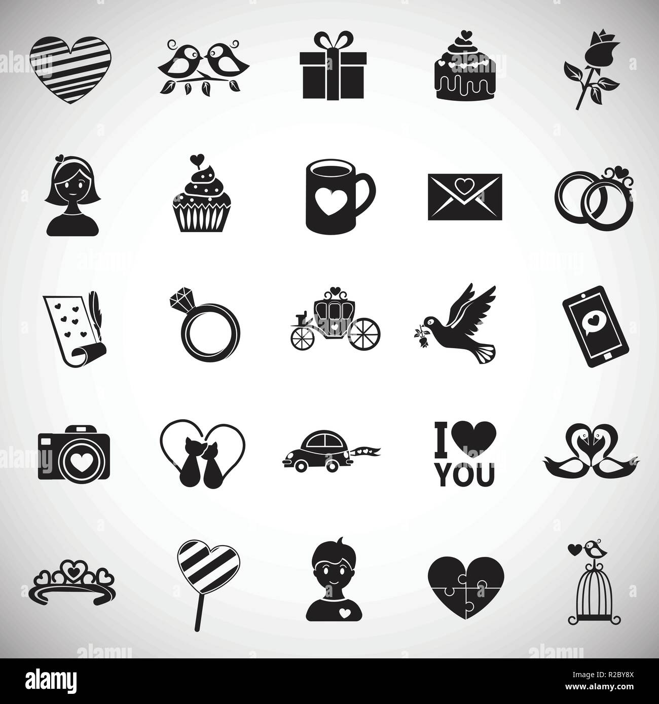 Valentines day flat set on white background Stock Vector Image & Art ...