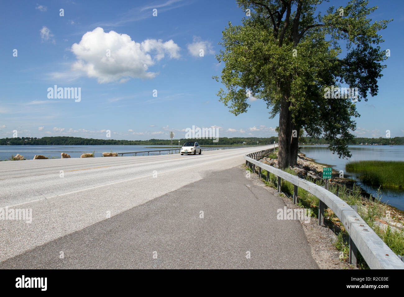 Route 2 between the mainland and the Lake Champlain Islands, Vermont, United States Stock Photo