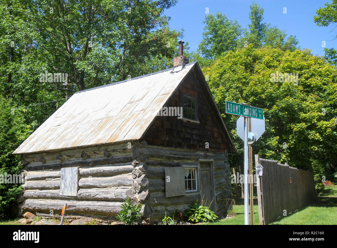 Log home, Grand Isle, Vermont, United States Stock Photo