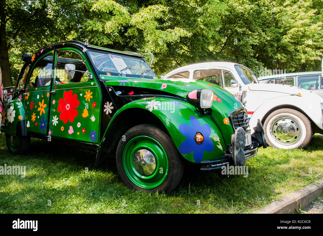 Prague, Czech Republic, May 26, 2018, Citroën 2CV, popularly called Duck, Kette, or Duck, canette, according to his soft cushion, with which the car Stock Photo