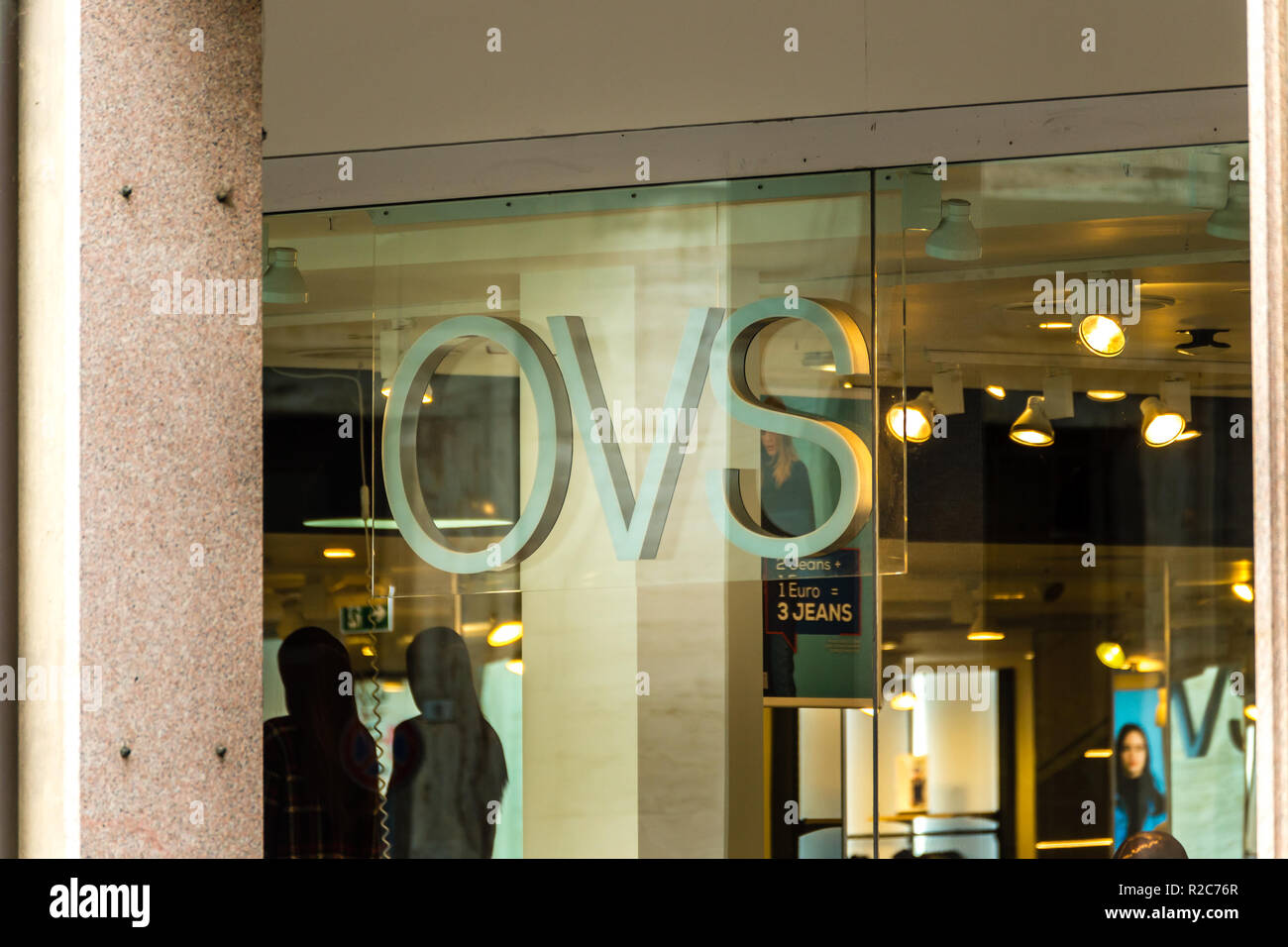 RAVENNA, ITALY - SEPTEMBER 12, 2018: light is enlightening OVS logo on  storefront Stock Photo - Alamy