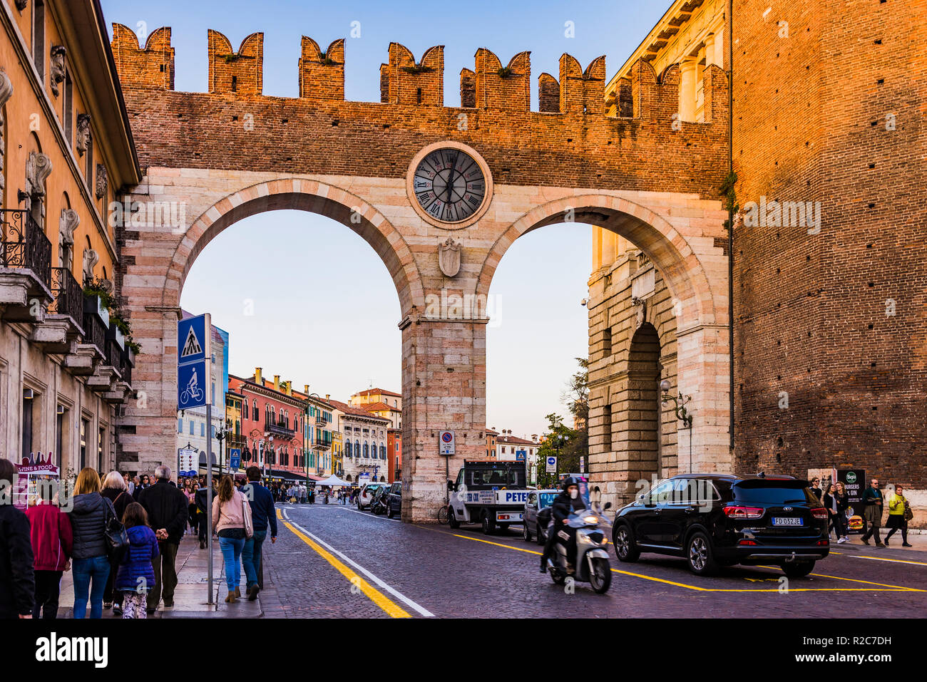 The Portoni della Bra at sunset. The Portoni della Bra is a Verona gate