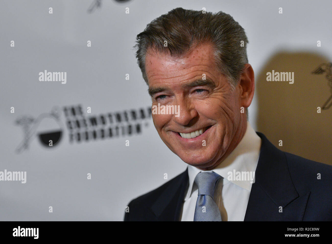 Chemotherapy Foundation honors Pierce Brosnan with Humanitarian Award during Innovation Gala at Russian Tea Room on November 7, 2018 in New York City. Stock Photo