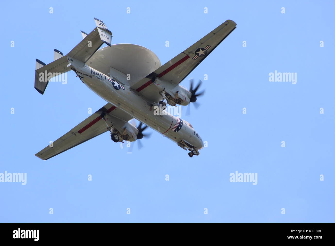E-2C Hawkeye Flying to N.A.S. Oceana Stock Photo