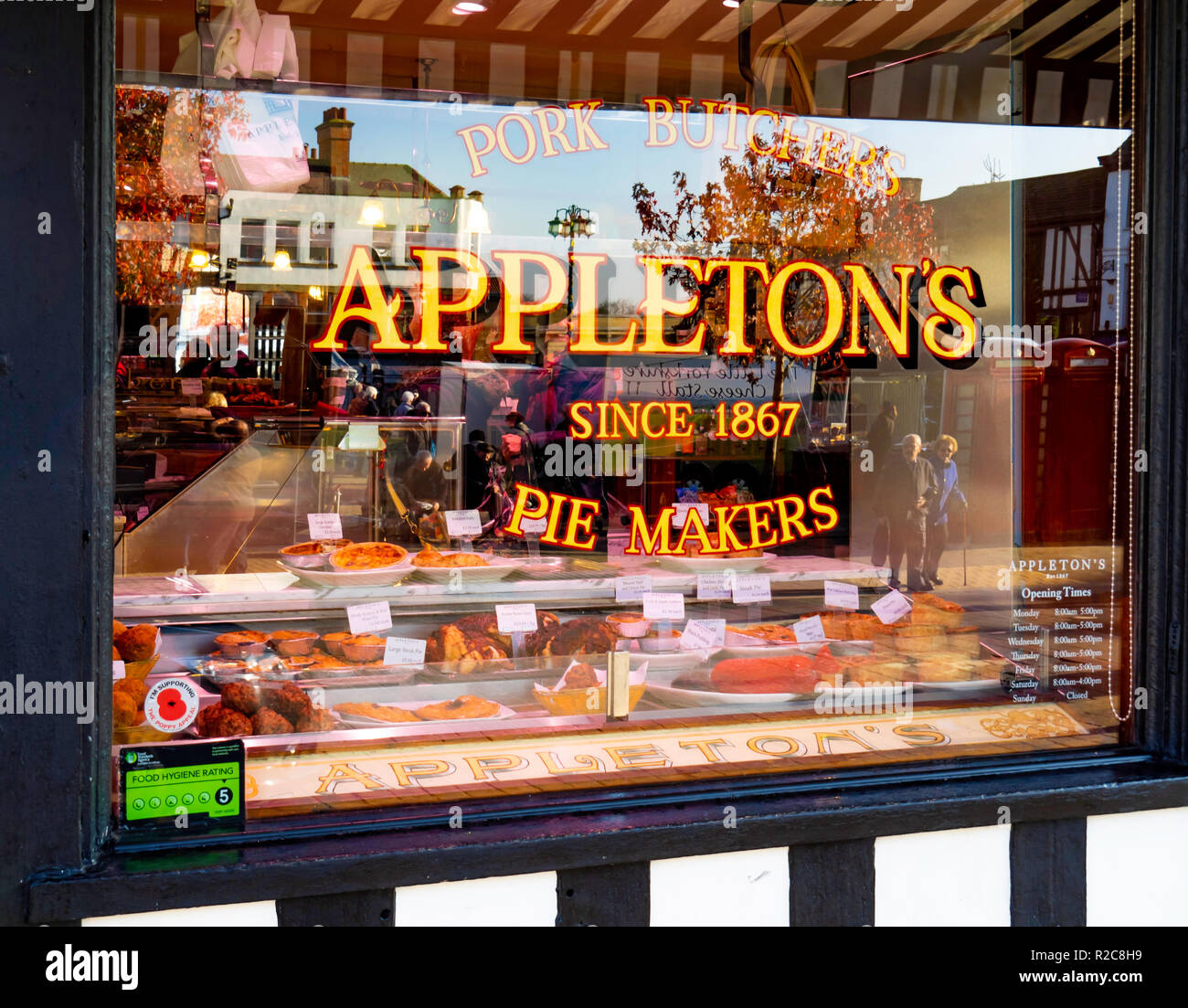 Appletons Butchers pie shop window in Ripon North Yorkshire England UK established in 1867 Stock Photo