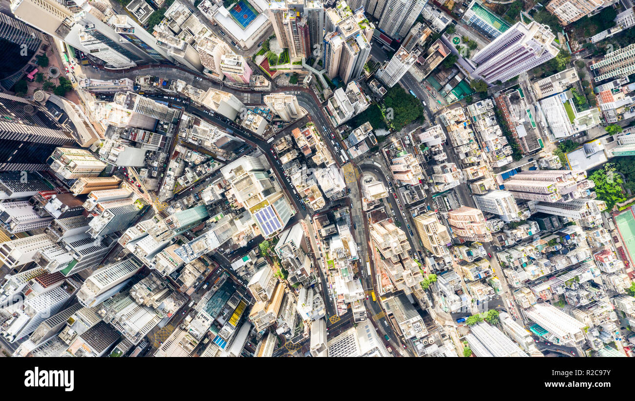 Aerial view of Central, Hong Kong Stock Photo