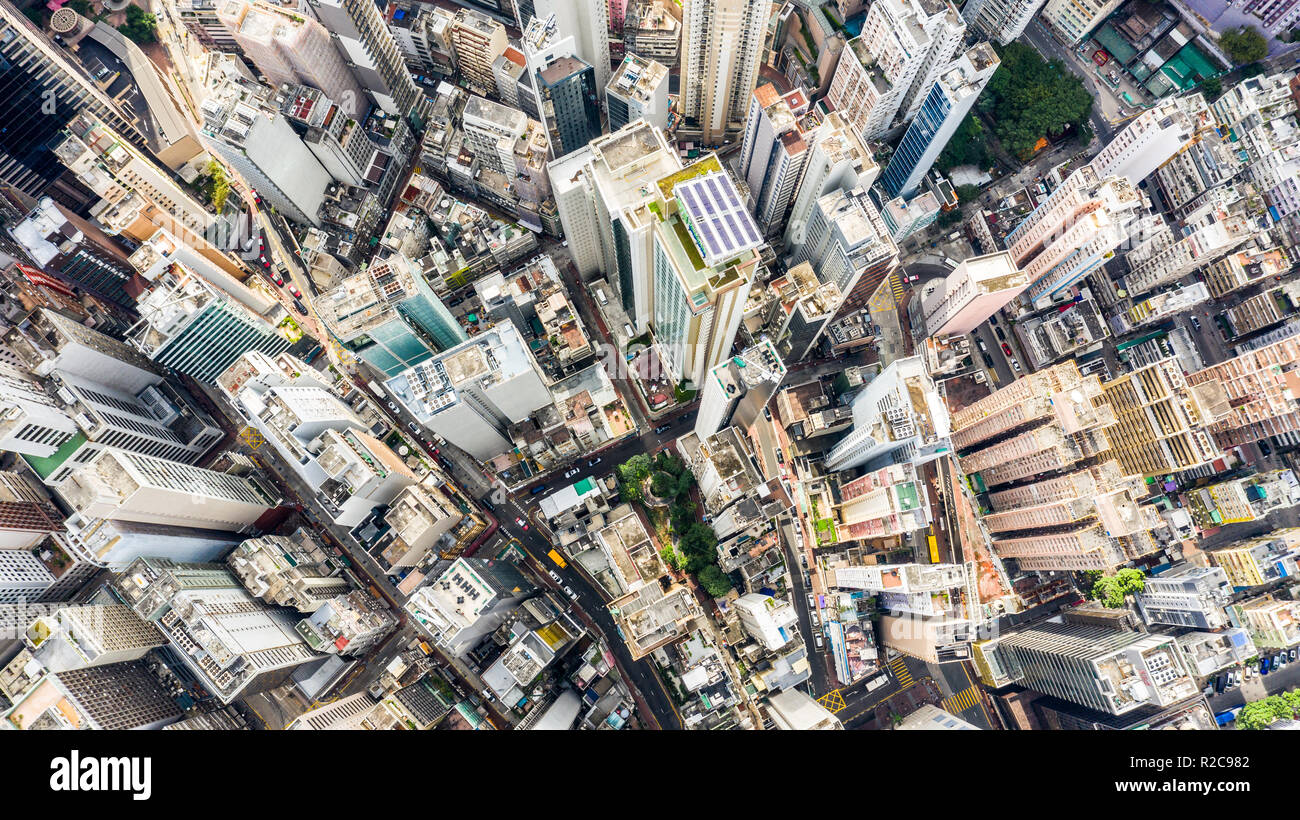 Aerial view of Central, Hong Kong Stock Photo