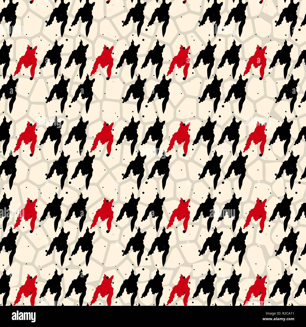 Seamless houndstooth pattern in red and black. Vector image. eps