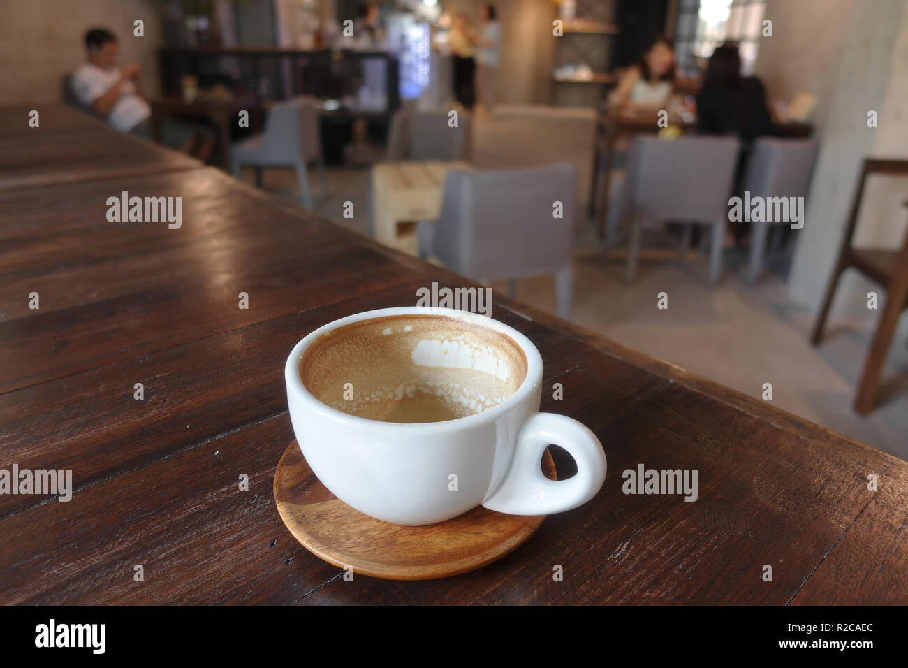 Cool Cafe Warm Interior With Empty Cup Of Coffee Stock Photo