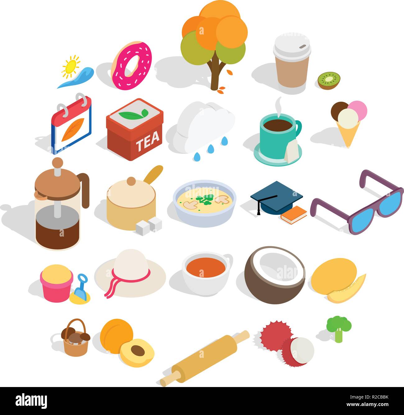 Tea mixture icons set, isometric style Stock Vector