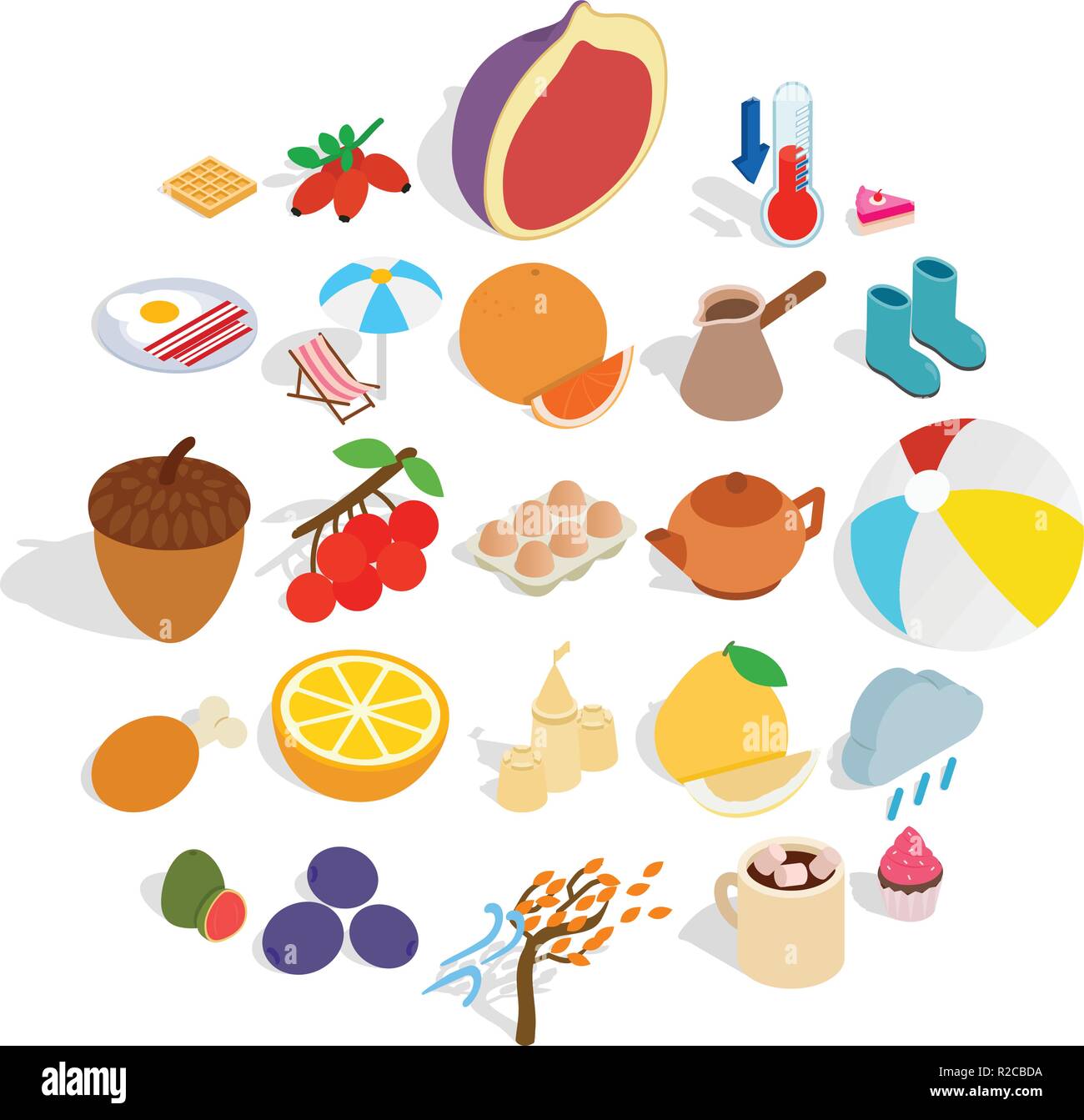 Mixture icons set, isometric style Stock Vector