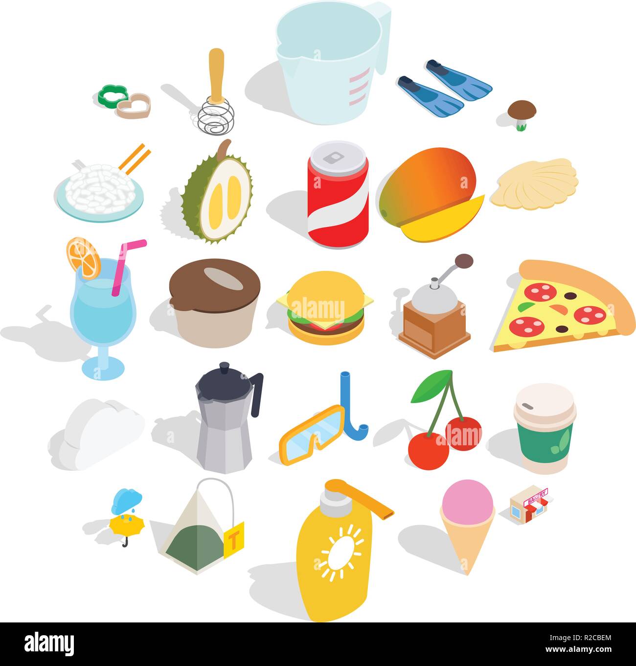 Tea drink icons set, isometric style Stock Vector