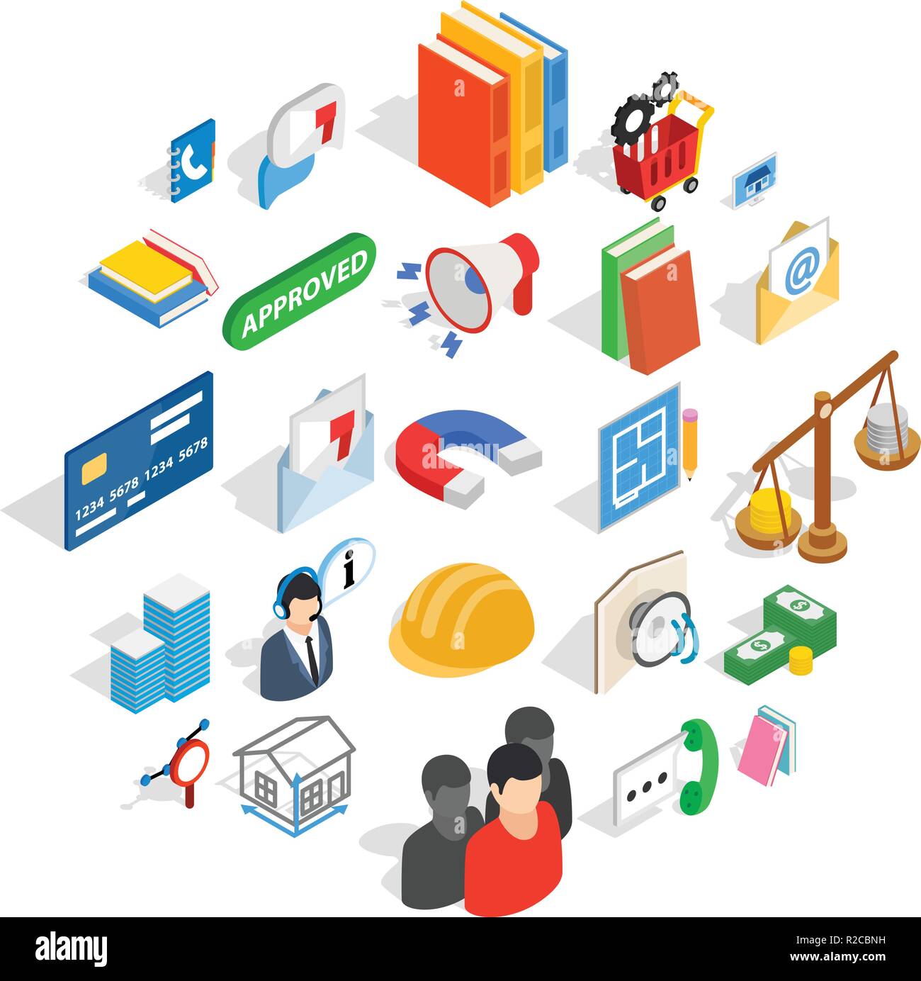 Brigade icons set, isometric style Stock Vector