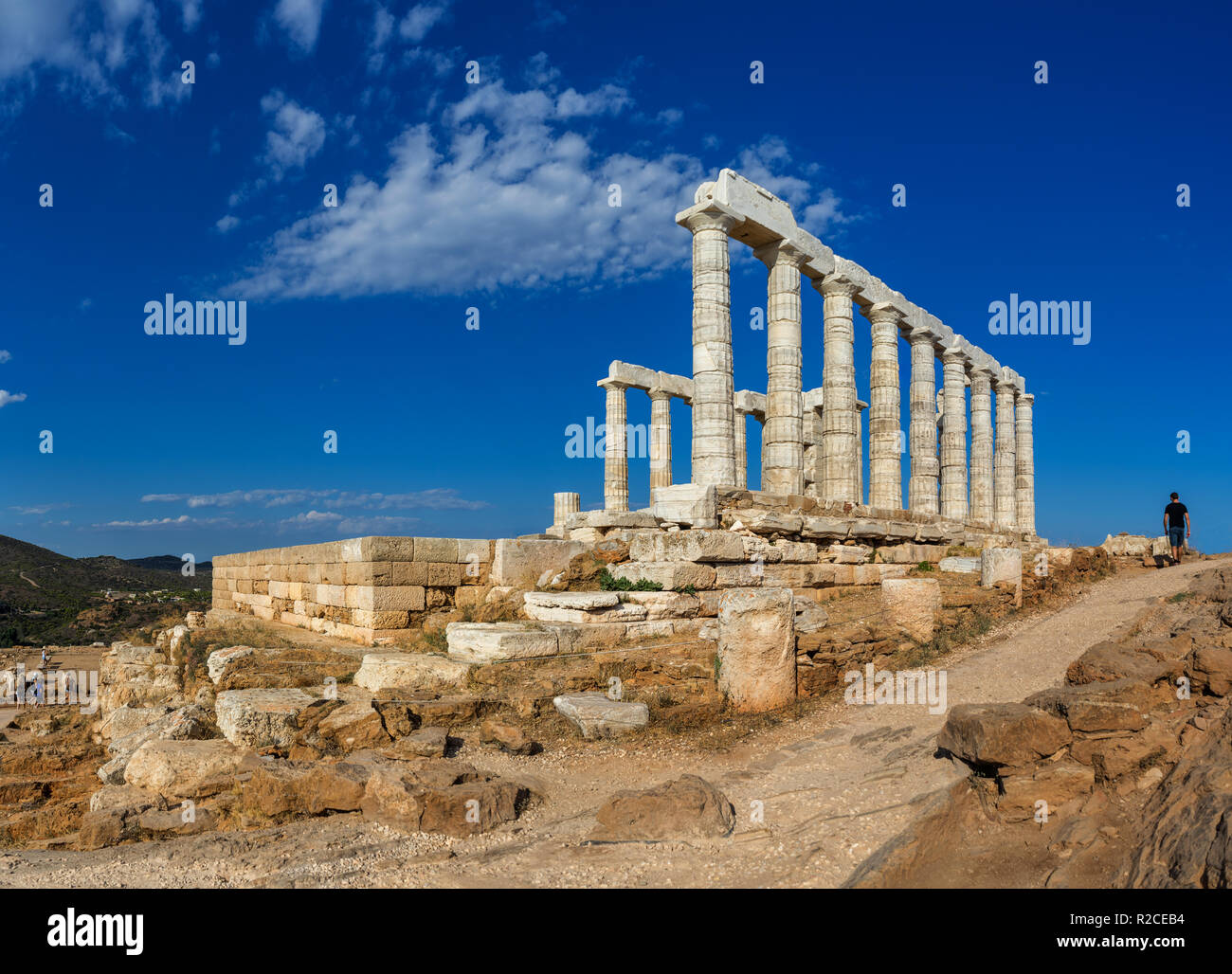 The ancient temple of Poseidon (Neptune) at cape Sounion in Attika ...