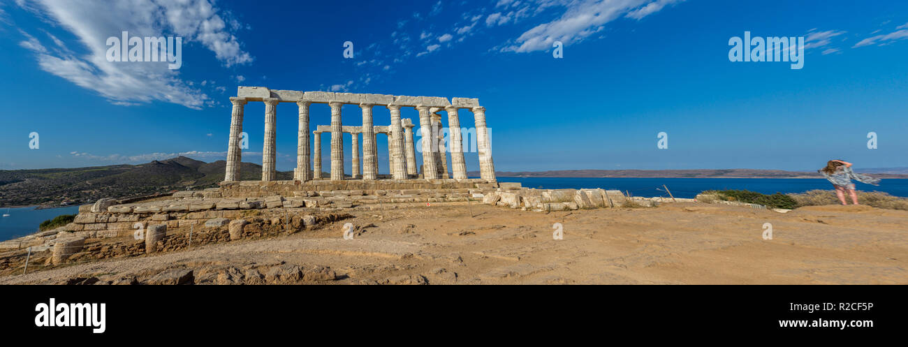 The ancient temple of Poseidon (Neptune) at cape Sounion in Attika ...