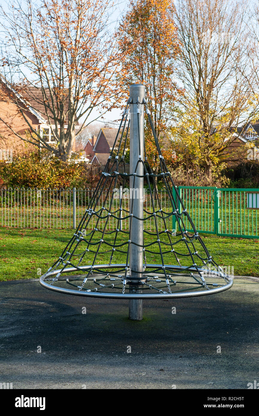 Children's play equipment in local park, Westbury, Wiltshire, UK Stock