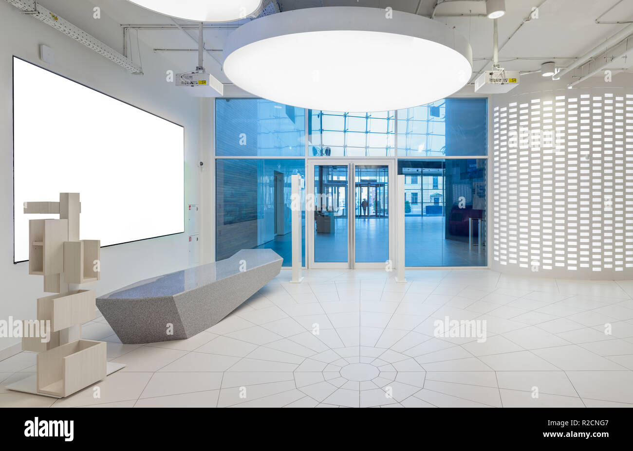Modern Reception Desk In Conteporary Lobby Of Business