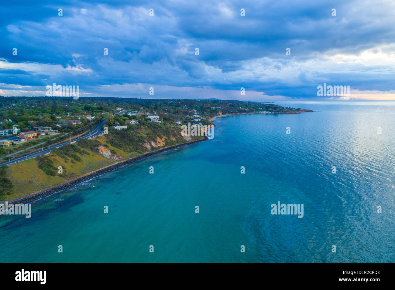 Aerial view of Oliver's Hill luxury real estate area on Mornington