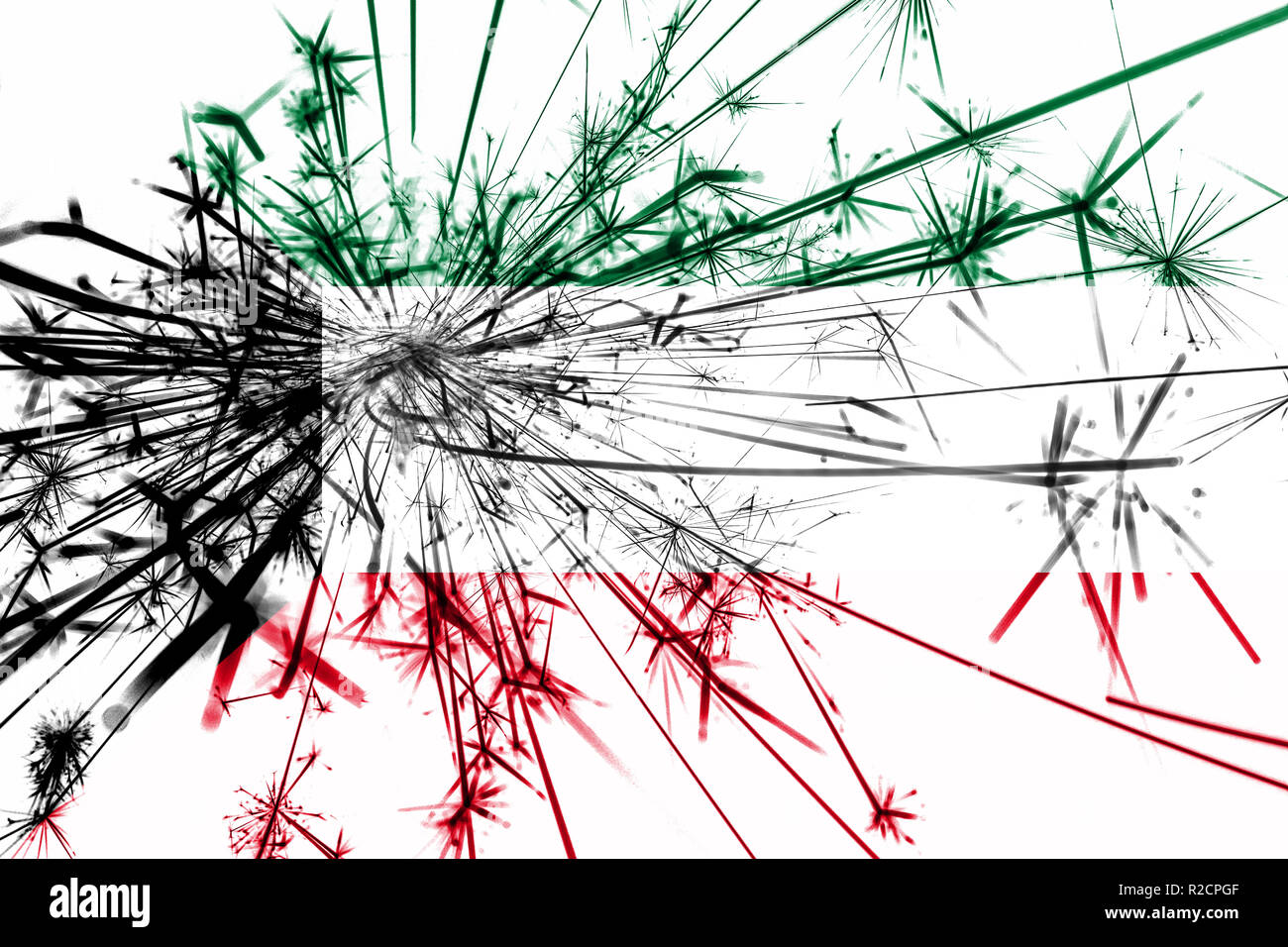 Kuwait fireworks sparkling flag. New Year 2019 and Christmas party concept Stock Photo Alamy