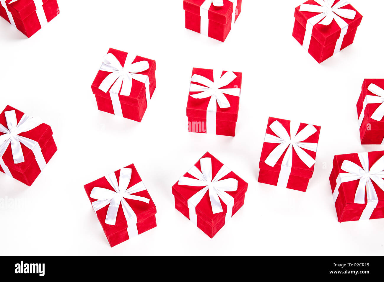 Red gift boxes isolated on white background Stock Photo - Alamy