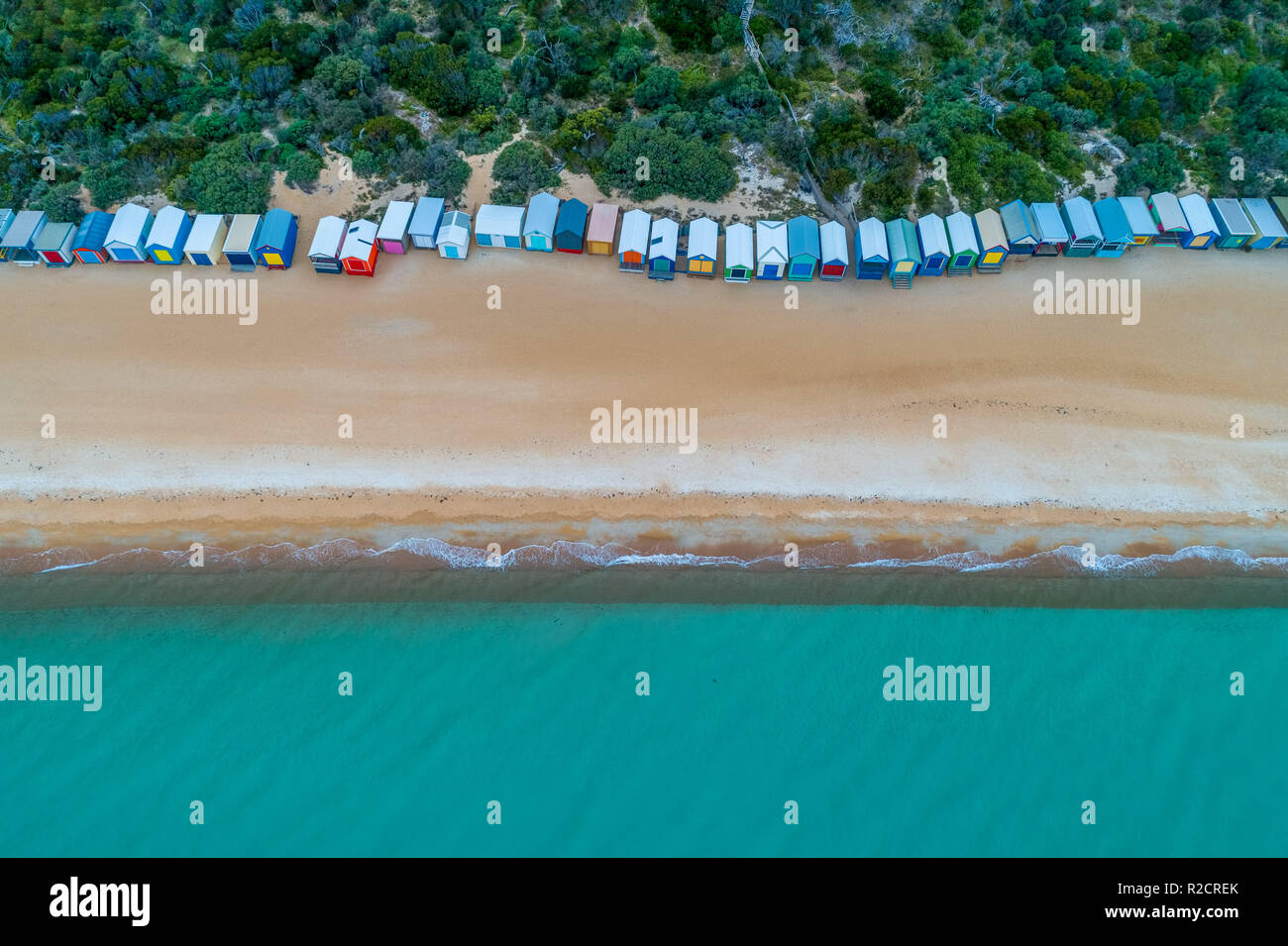 Iconic beach huts in Melbourne, Australia aerial view Stock Photo Alamy