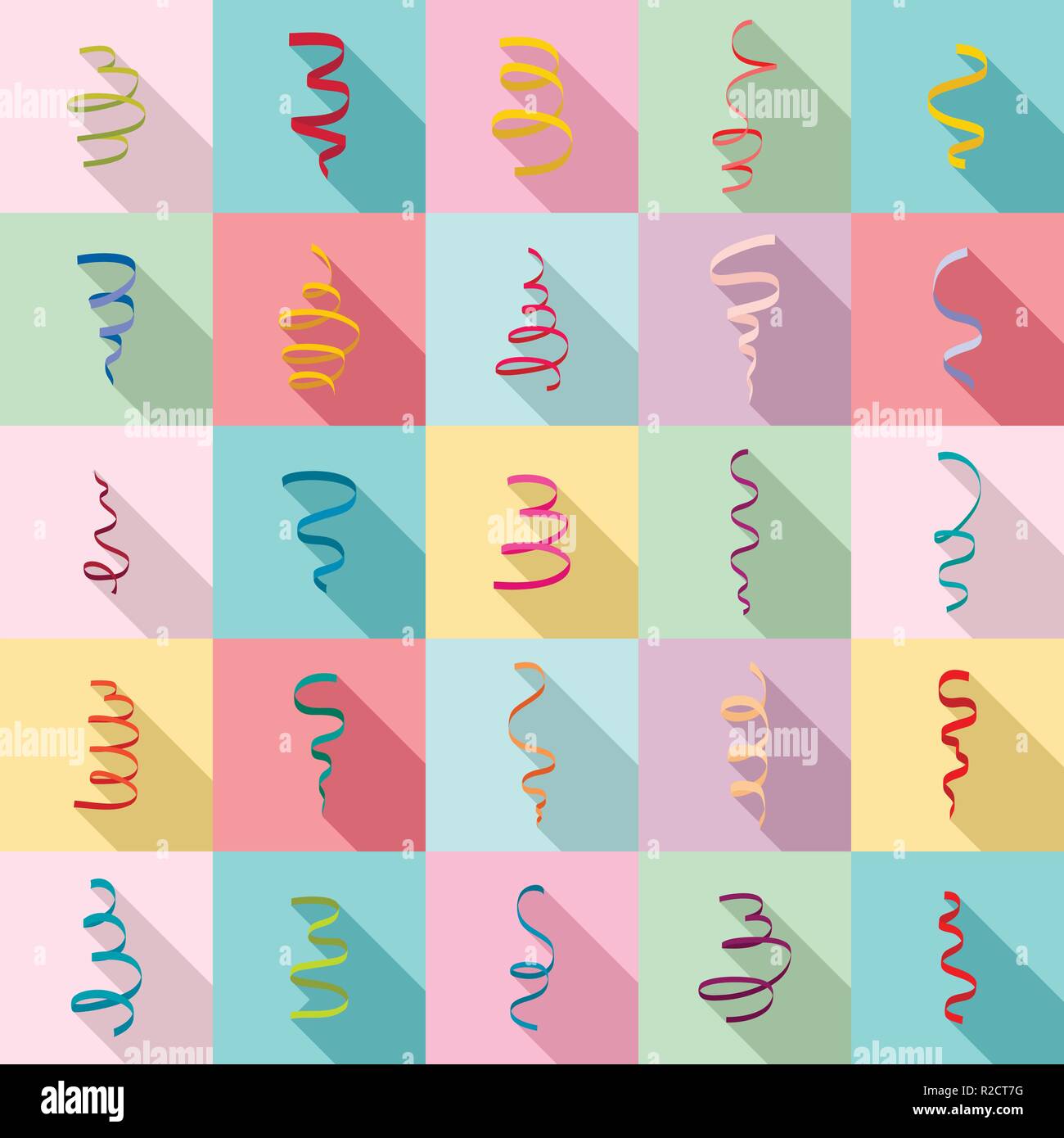 Serpentine coil ribbon icons set. Flat illustration of 25 serpentine ...