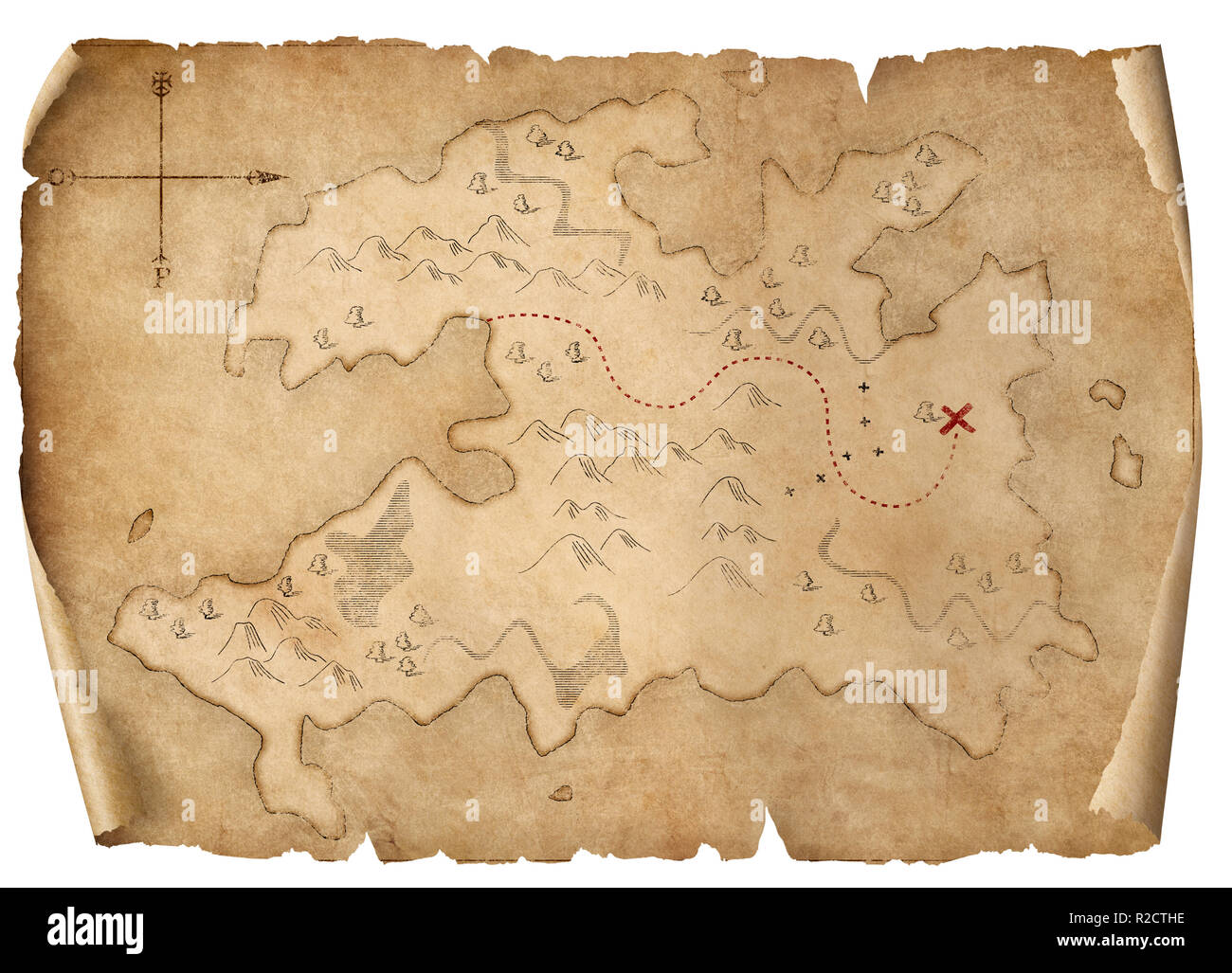treasure medieval map isolated 3d illustration Stock Photo