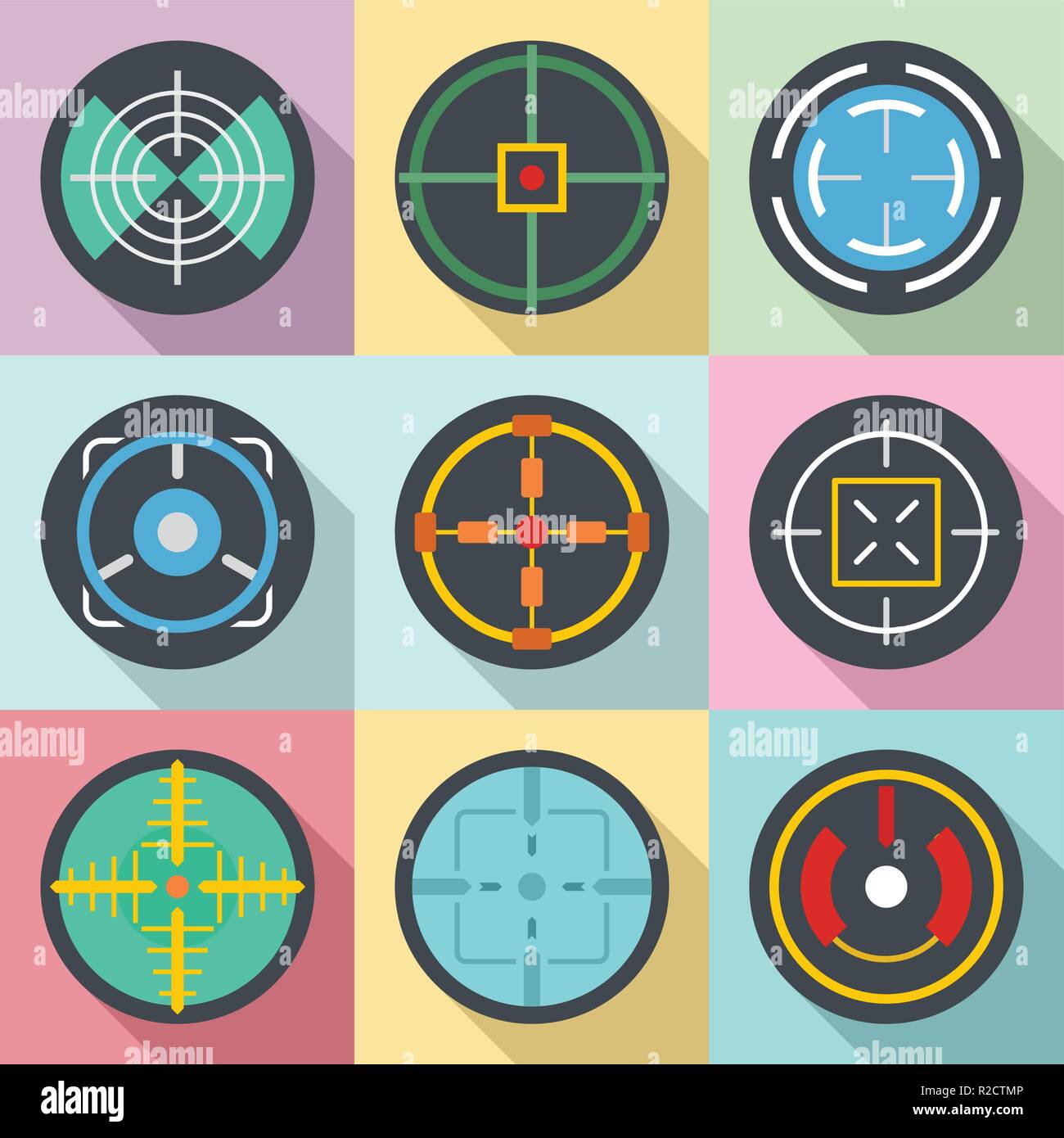 Specific purpose icons set. Flat set of 9 specific purpose vector icons