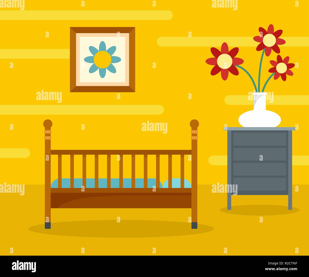 Baby room background. Flat illustration of baby room vector background