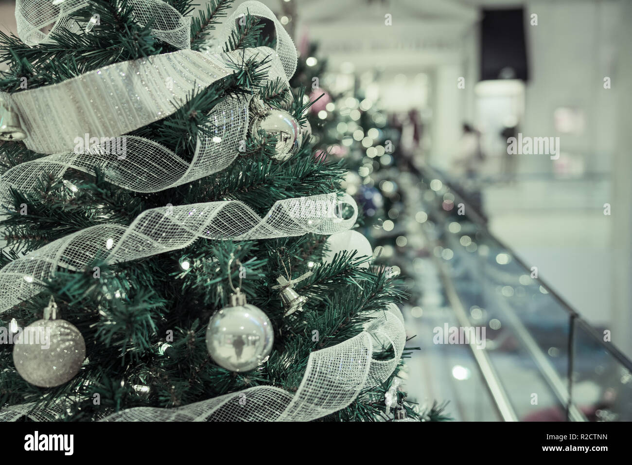 Christmas decorations display indoors in mall Stock Photo