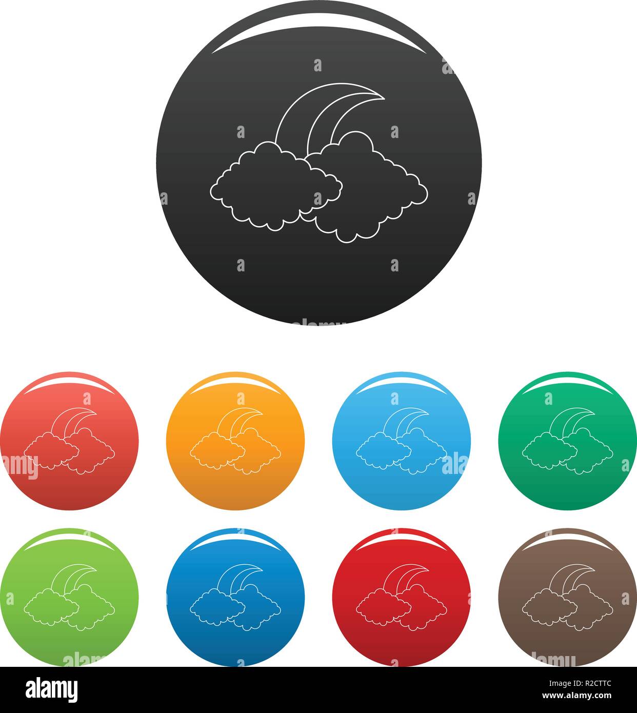 Moon and cloud icon. Outline illustration of moon and cloud vector ...