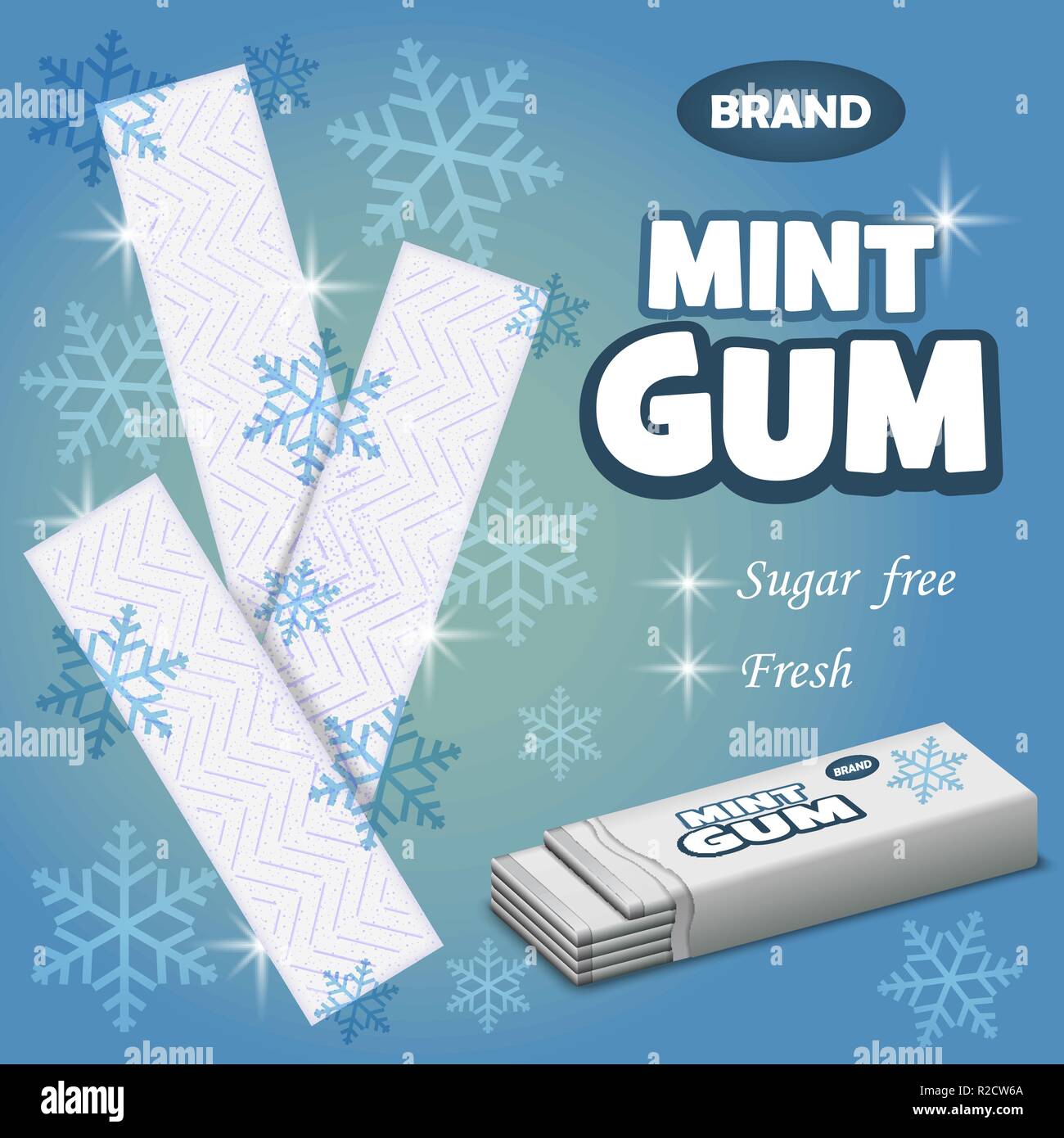 Brand mint gum concept background. Realistic illustration of brand mint