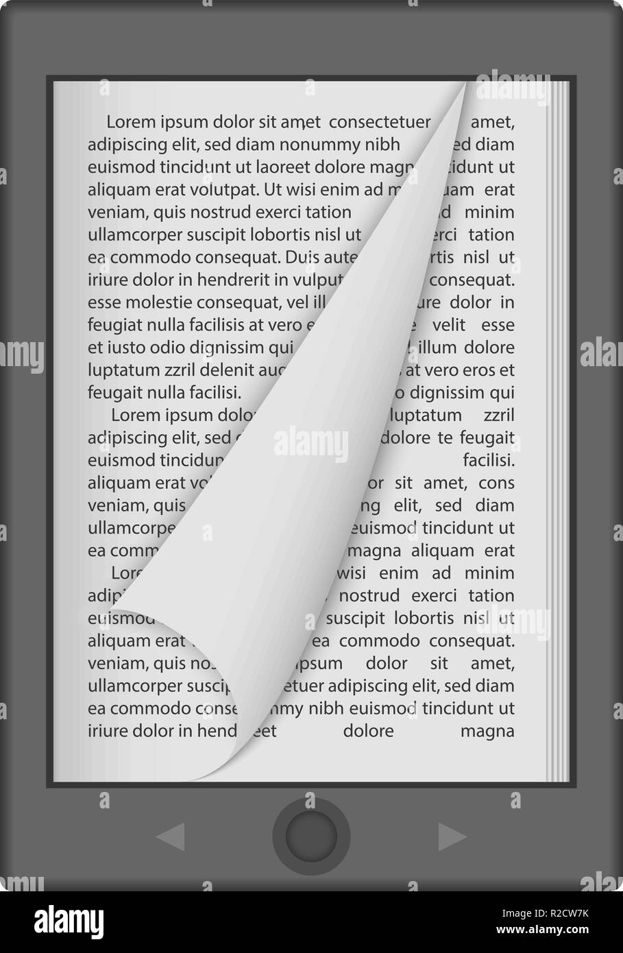 Ereader mockup. Realistic illustration of ereader vector mockup for web
