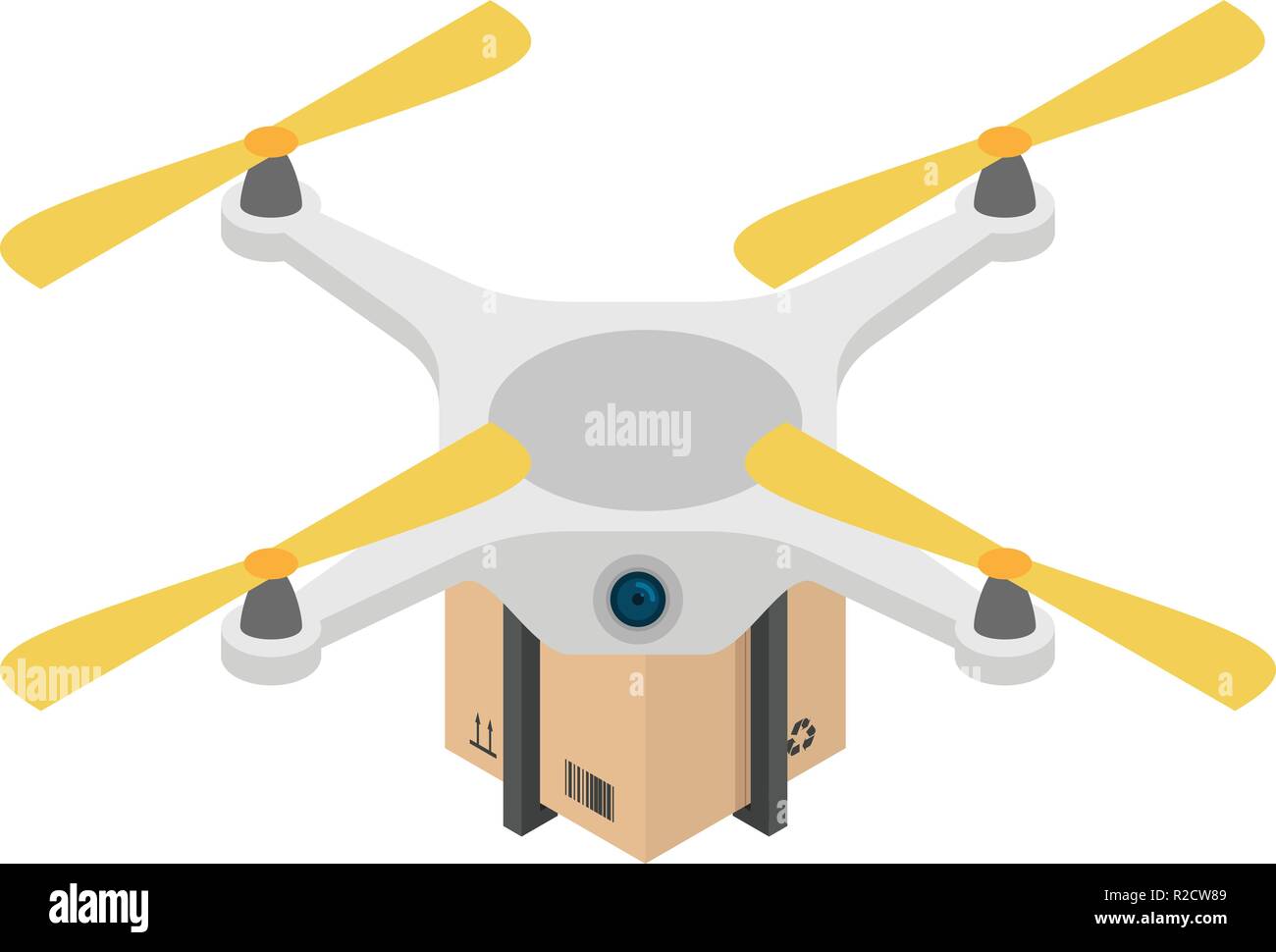 Drone box delivery icon. Isometric of drone box delivery vector icon ...