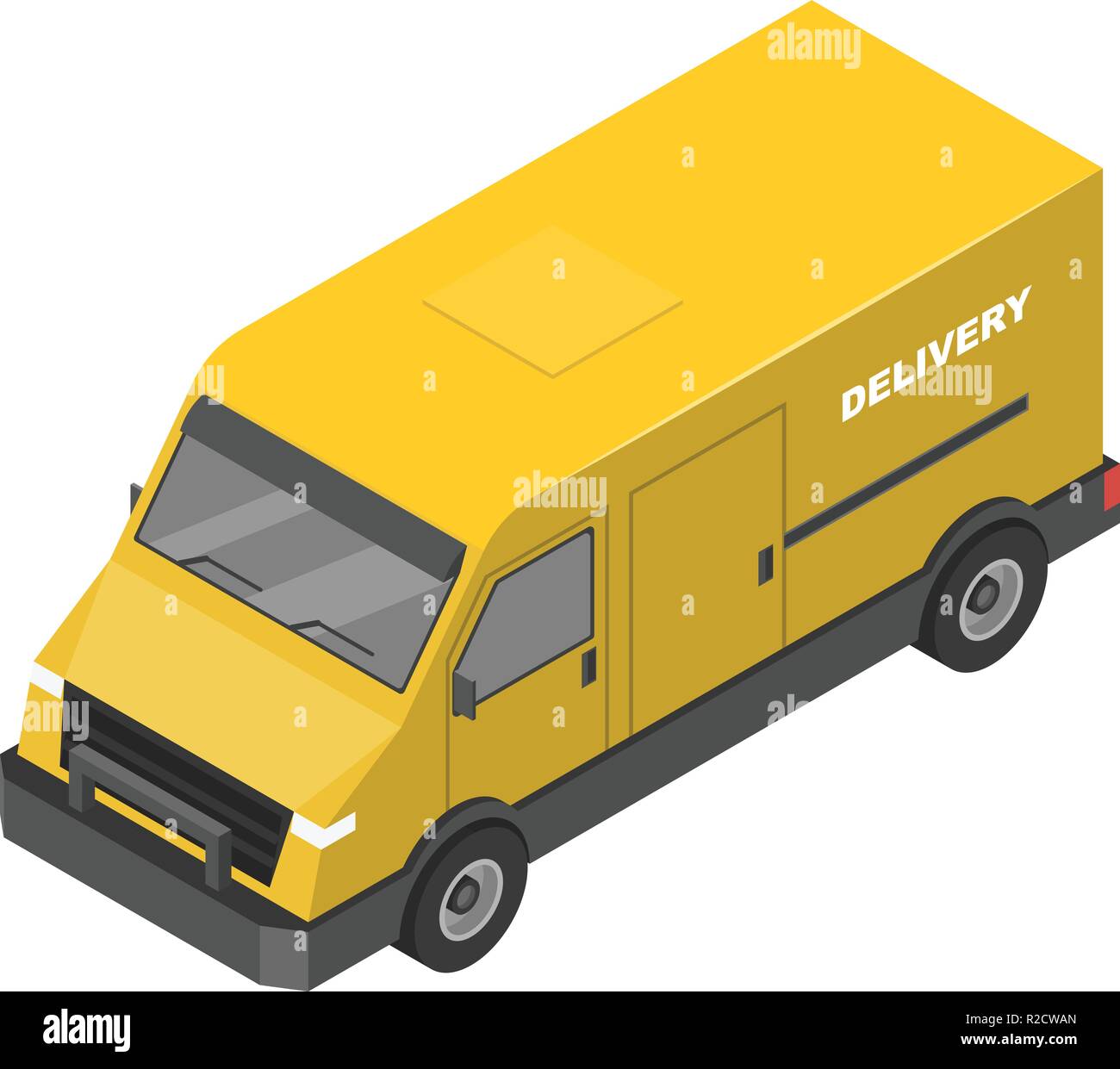 Delivery yellow truck icon. Isometric of delivery yellow truck vector icon for web design