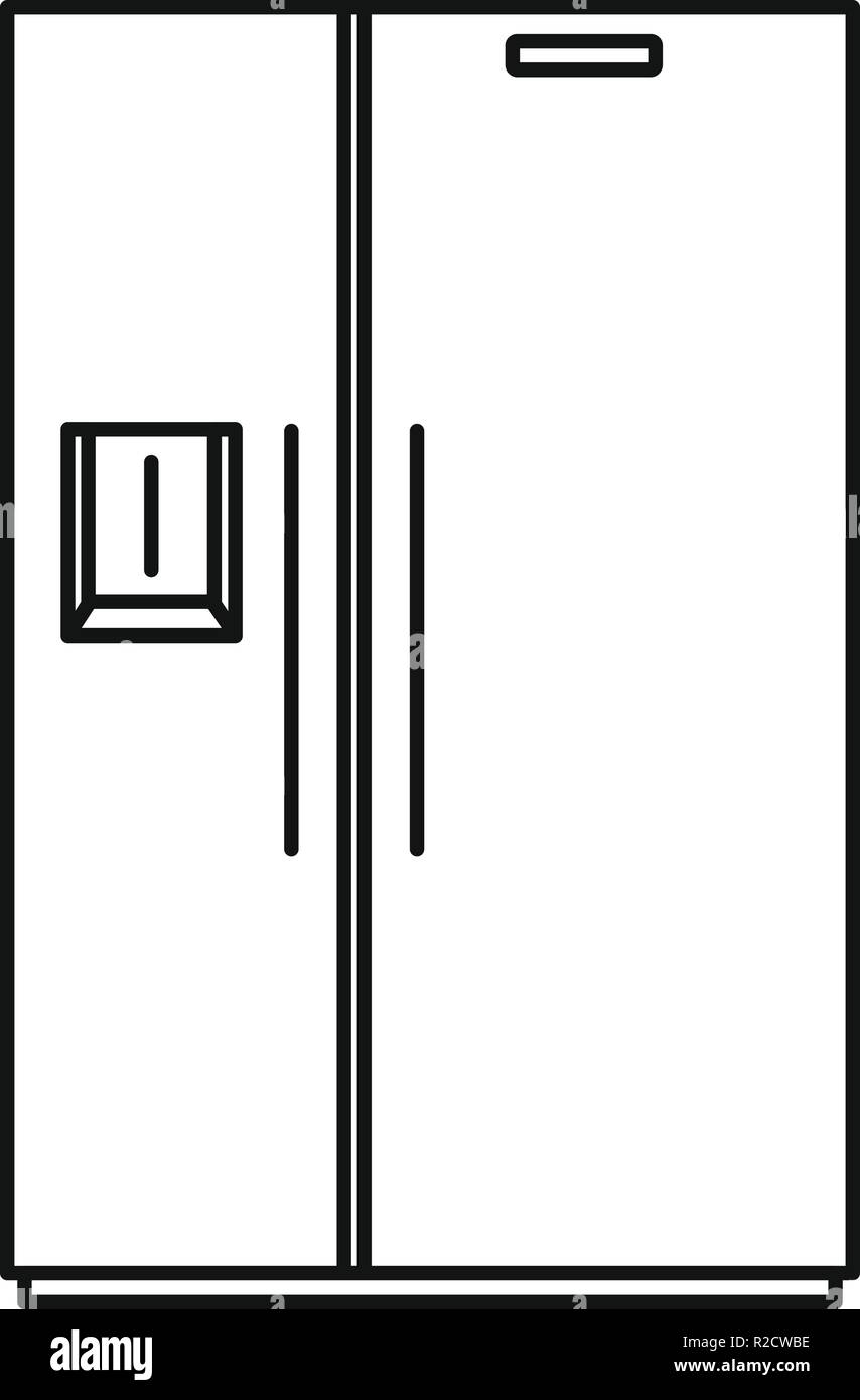 Double door fridge icon. Outline illustration of double door fridge vector icon for web design isolated on white background Stock Vector