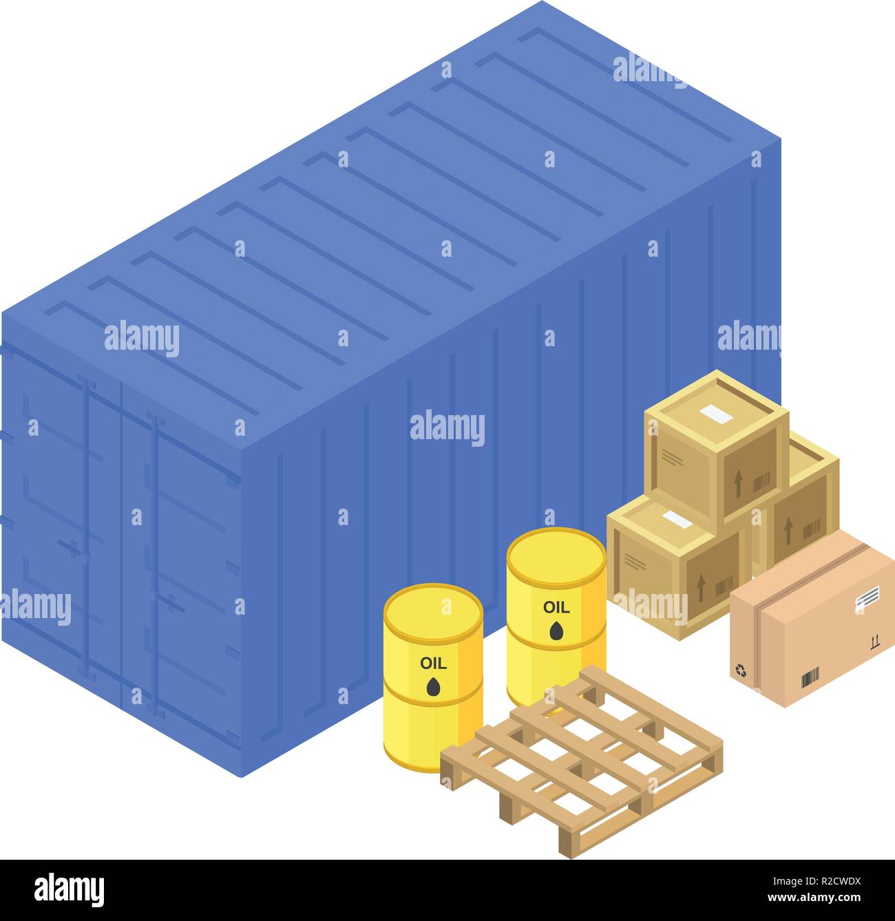 Port container box icon. Isometric of port container box vector icon ...