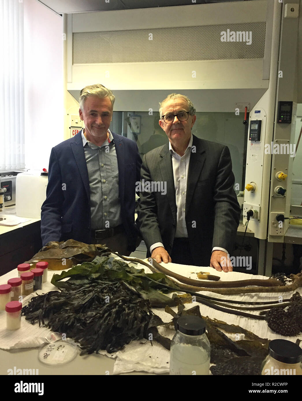 Dr Mark Dorris (left) and David Mackie of Marine Biopolymers Ltd (MBL). Company bosses have claimed that Scotland could lose out on a £300 million industry if MSPs vote to ban the industrial harvesting of kelp in Scotland's waters. Stock Photo