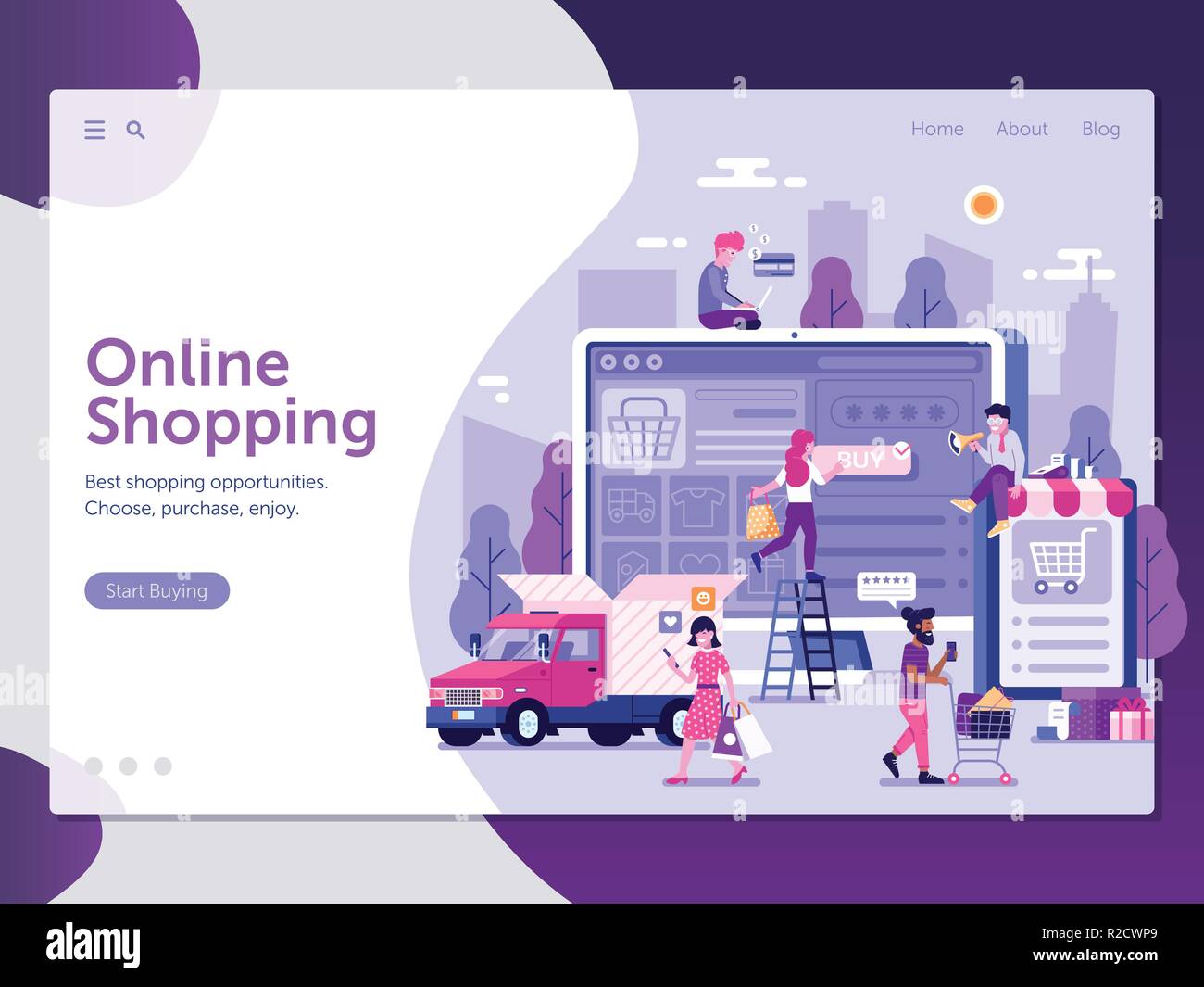 Internet Shopping Landing Page Template Stock Vector