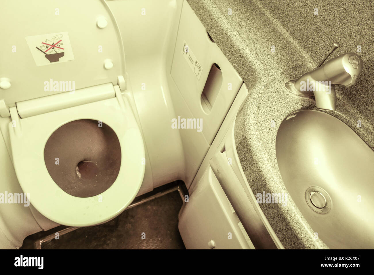 Boeing 737 airplane toilet interior Stock Photo