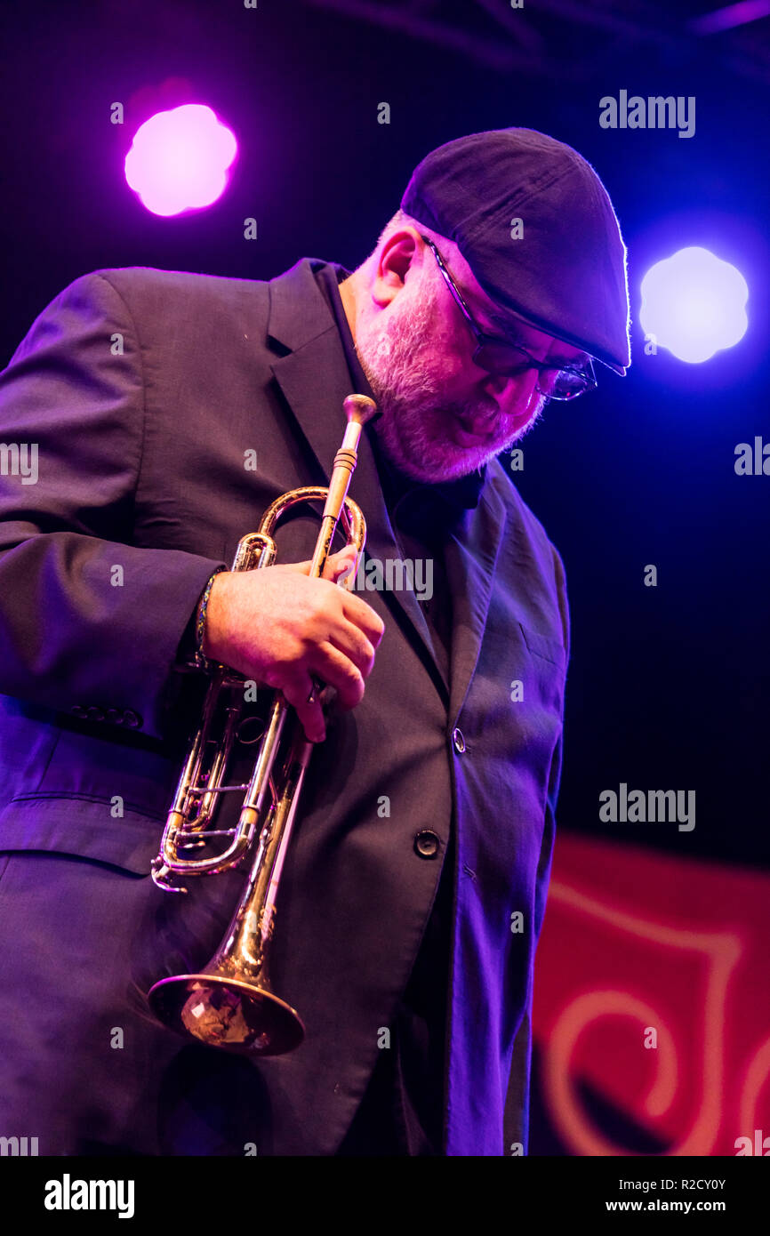 RANDY BRECKER plays trumpet for the CELEBRATION OF MICHAEL BRECKER on the main stage at the 61st MONTEREY JAZZ FESTIVAL - MONTEREY, CALIFORNIA Stock Photo