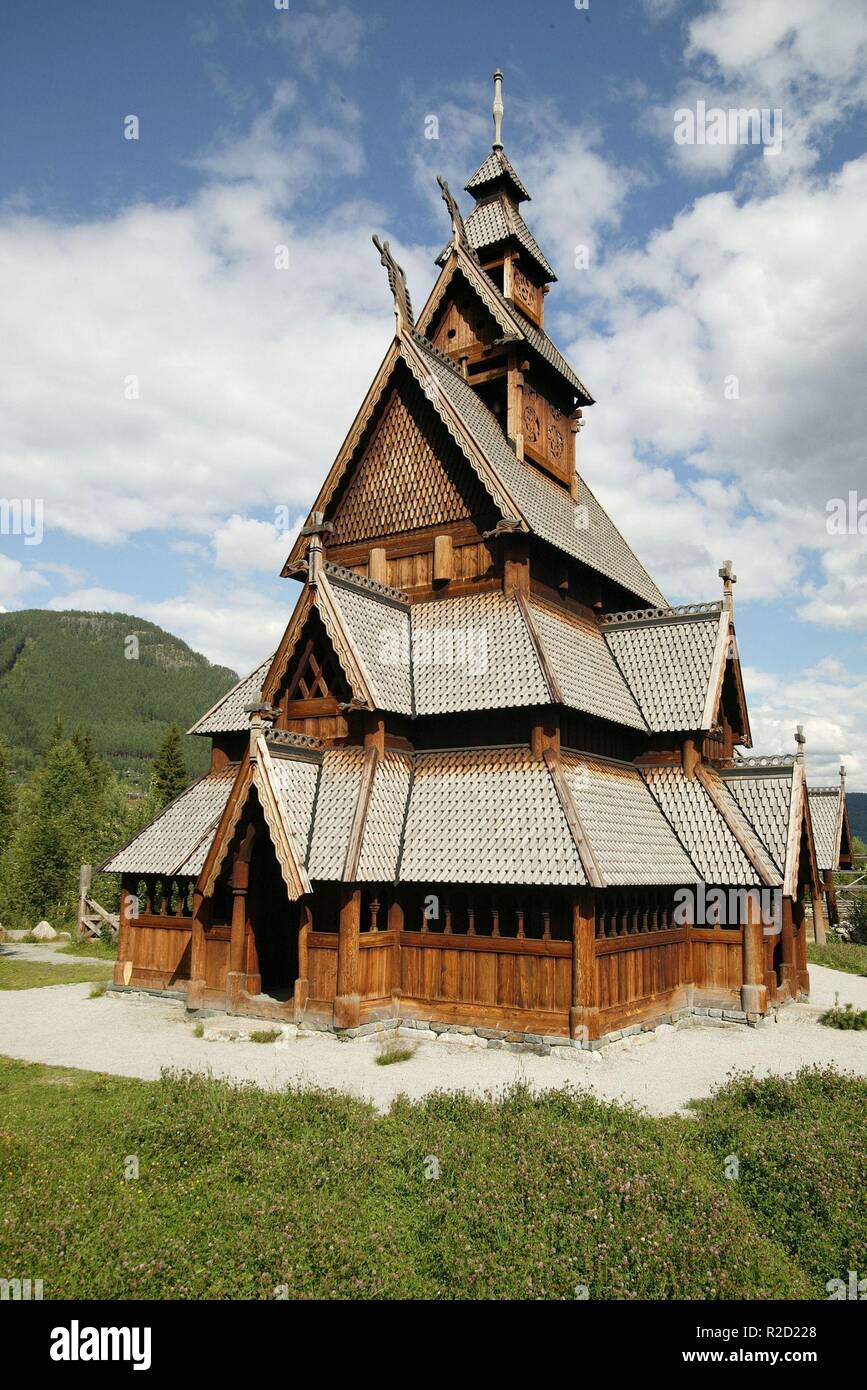 stave church in norway Stock Photo