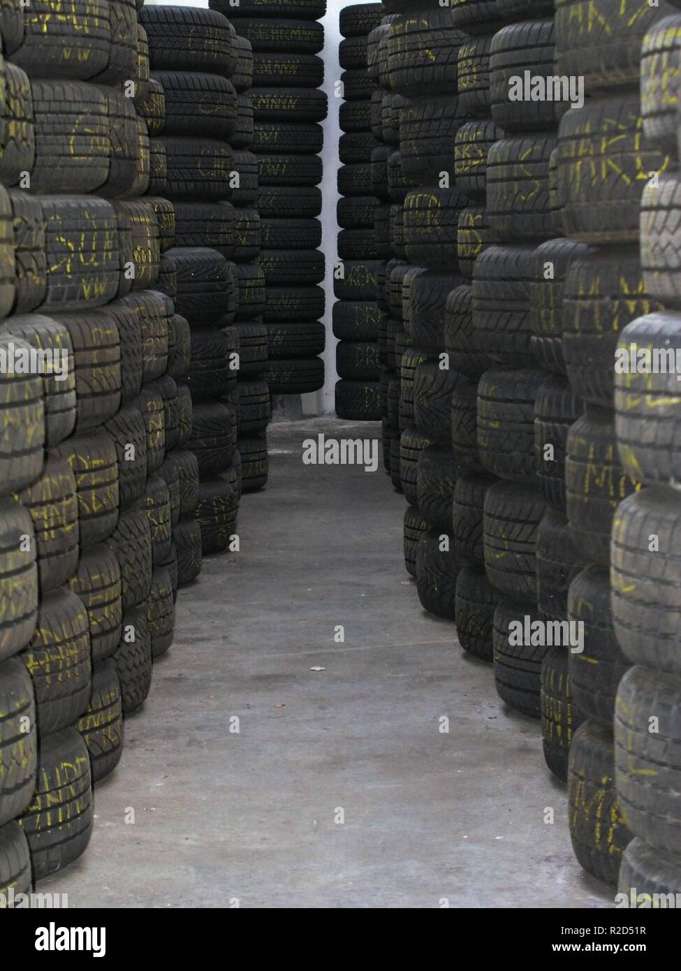 tires alley Stock Photo