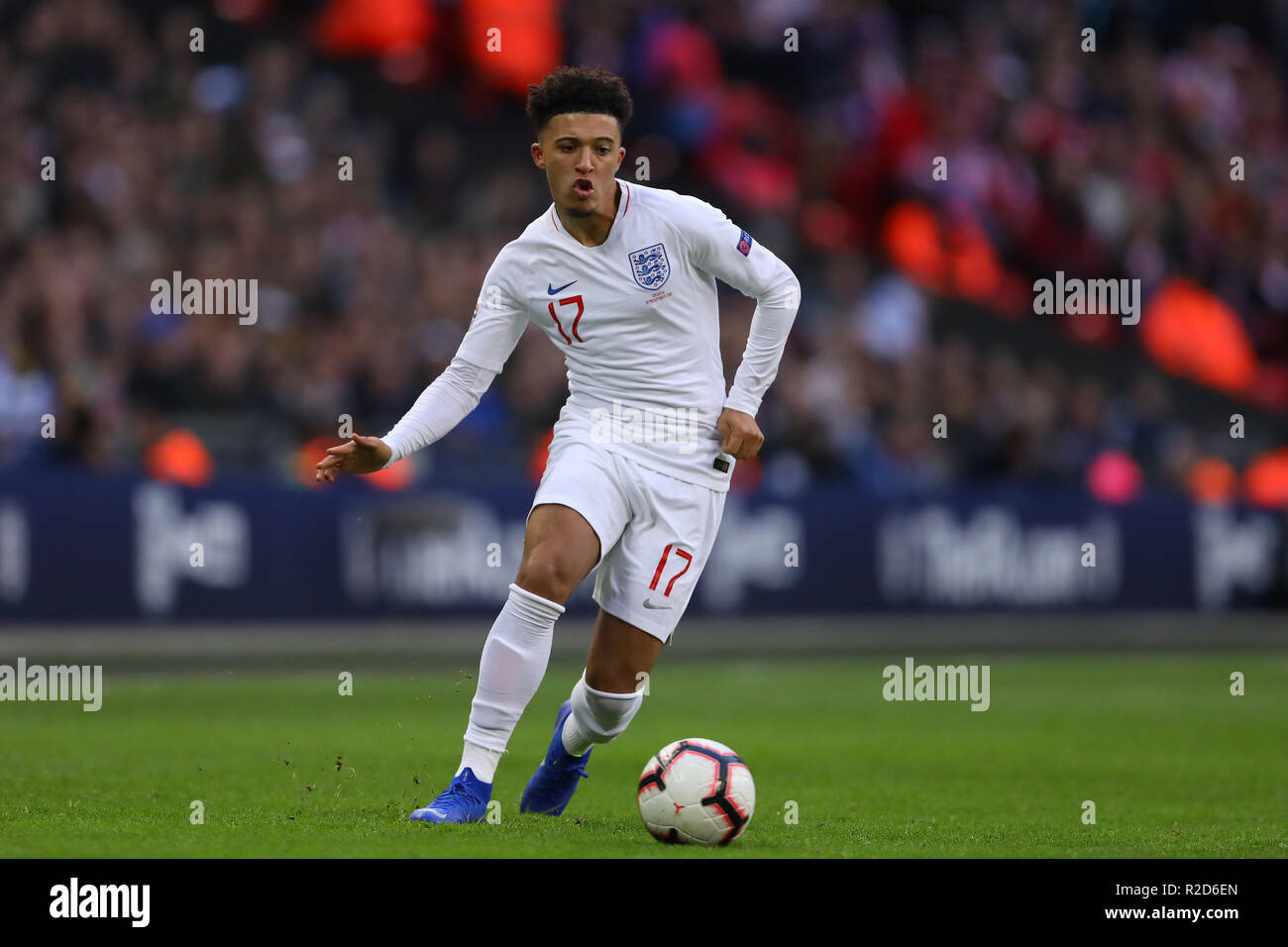 Jadon Sancho of England - England v Croatia , UEFA Nations League - Group A4, Wembley Stadium, London - 18th November 2018 Stock Photo