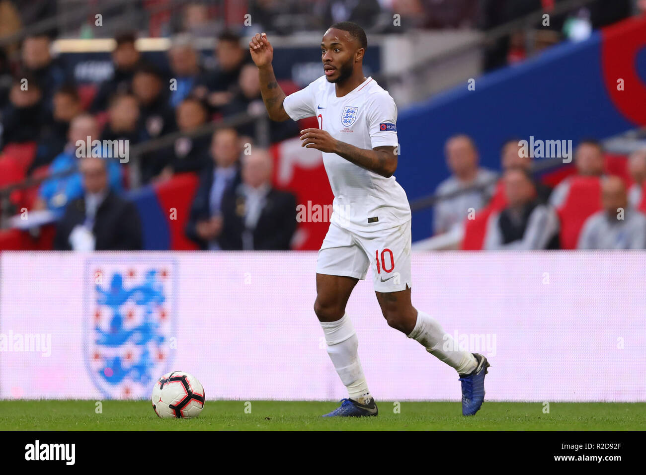 Raheem Sterling of England - England v Croatia, UEFA Nations League - Group A4, Wembley Stadium, London - 18th November 2018 Stock Photo