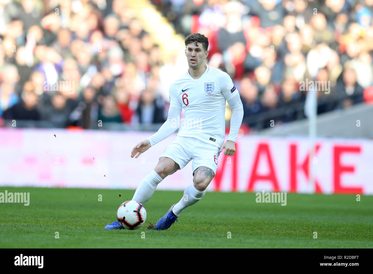 London, UK. 18th Nov, 2018. John Stones of England in action. UEFA Nations league A, group 4 match, England v Croatia at Wembley Stadium in London on Sunday 18th November 2018. Please note images are for Editorial Use Only. pic by Andrew Orchard/Alamy Live news Stock Photo