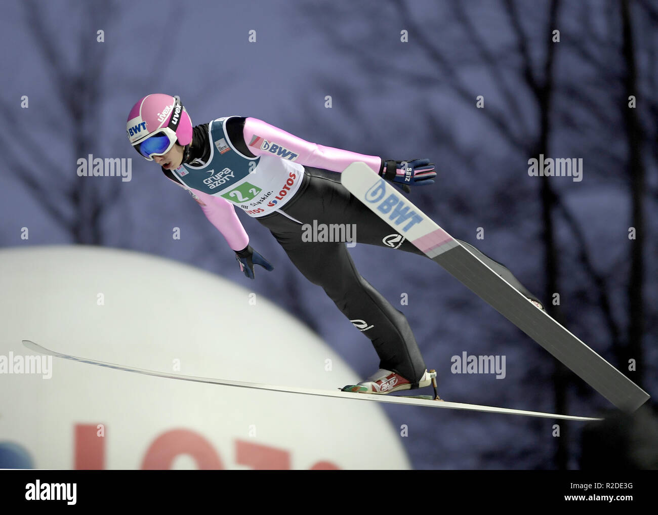 Cestmir Kozisek  World Cup FIS Ski Jumping on November 17, 2018 in Wisla, Poland. Stock Photo