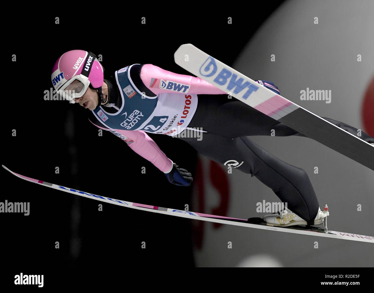 Dienis Kornilow  World Cup FIS Ski Jumping on November 17, 2018 in Wisla, Poland. Stock Photo